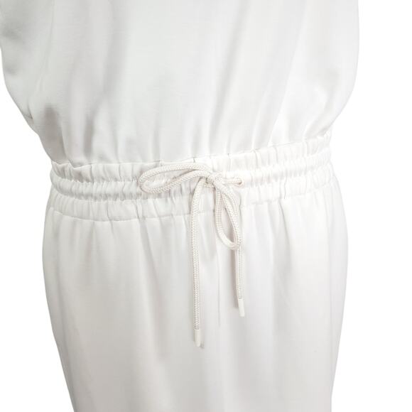Athleta Seasoft Midi Dress White Drawstring Waist Sleeveless Drapey Size M - Picture 4 of 16